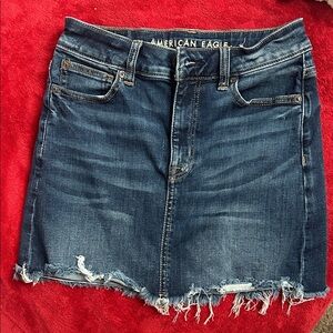 American Eagle Outfitters Distressed Blue Mini Skirt